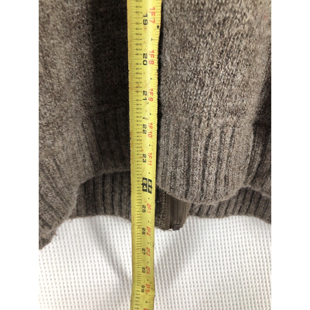 St Michael Vintage Women Cardigan Sweater 16 Gray Brown Wool Full Zip Knit Lined - Picture 10 of 11